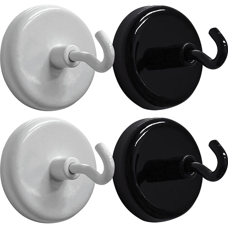 Black & White Magnetic Hooks, Pack of 4. Picture 2