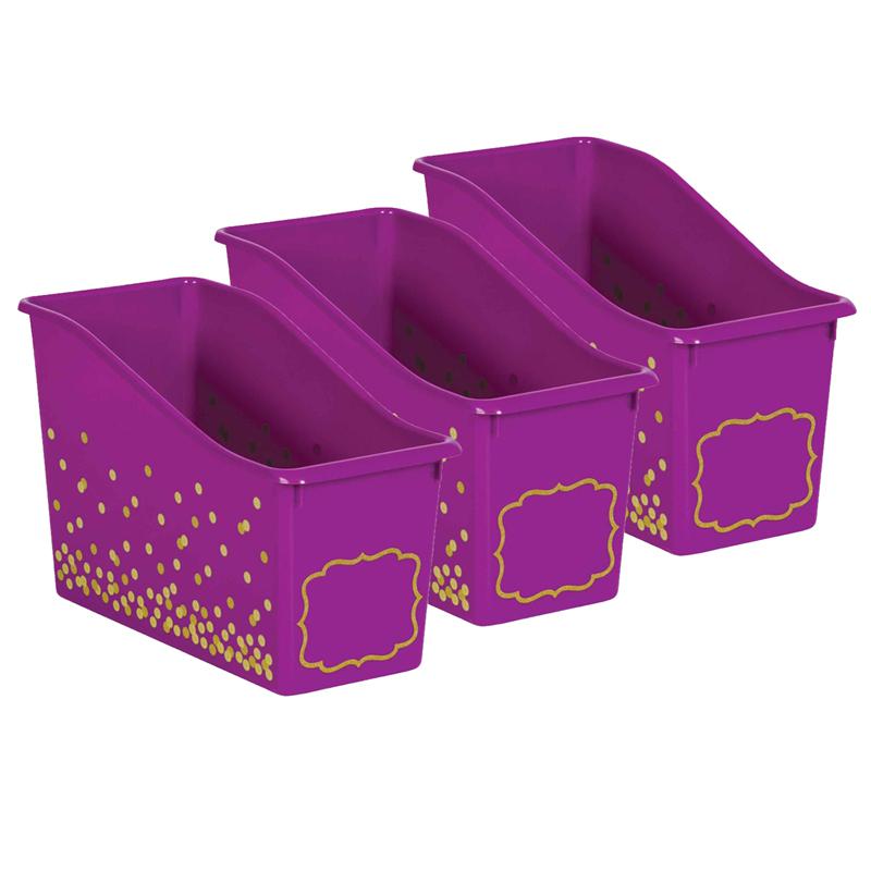 Purple Confetti Plastic Book Bin, Pack of 3. Picture 2