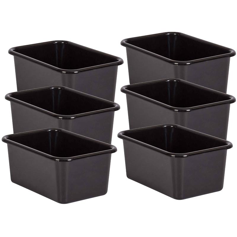 Black Small Plastic Storage Bin, Pack of 6. Picture 2