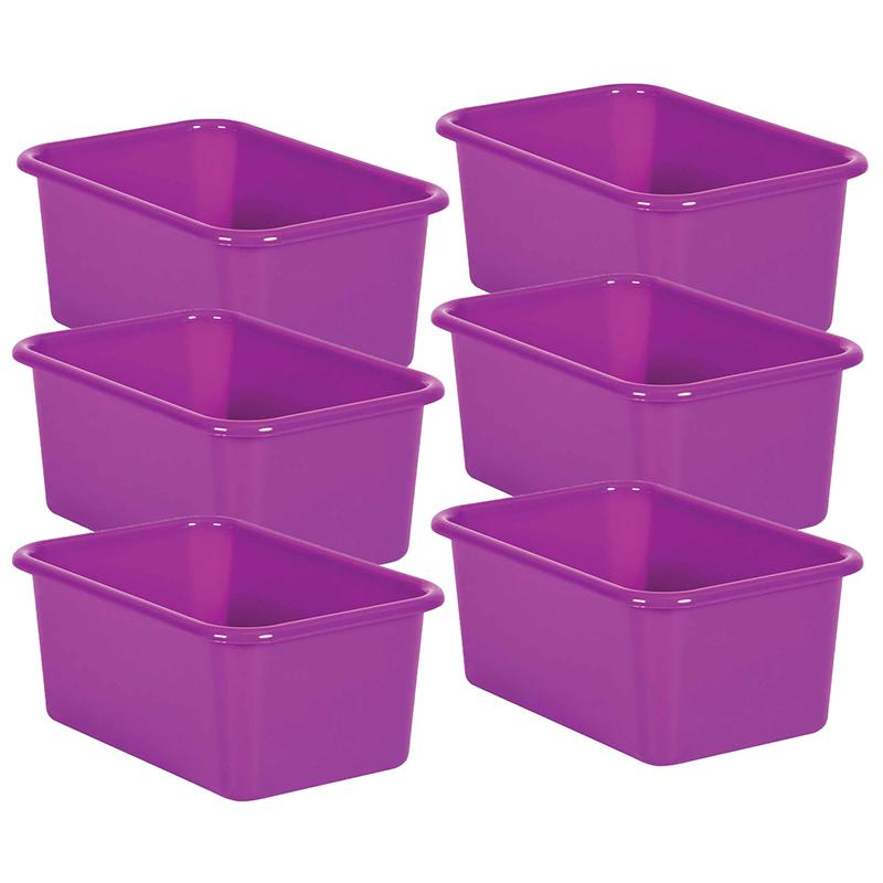 Purple Small Plastic Storage Bin, Pack of 6. Picture 2