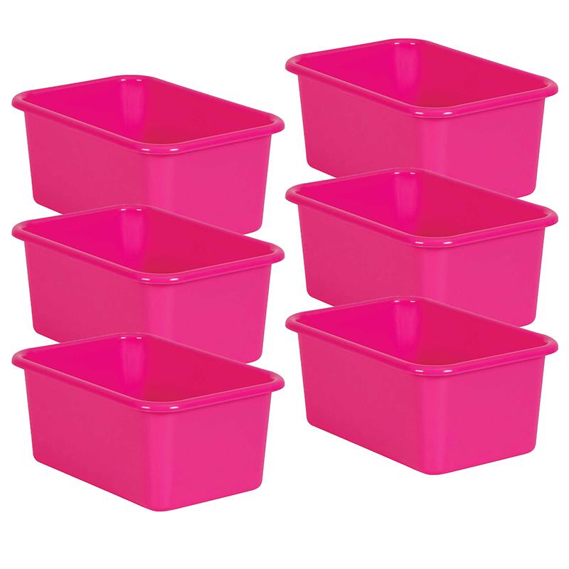 Pink Small Plastic Storage Bin, Pack of 6. Picture 2