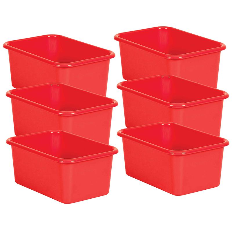 Red Small Plastic Storage Bin, Pack of 6. Picture 2