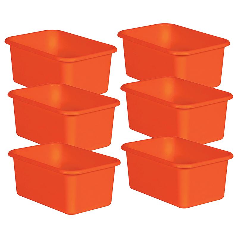 Orange Small Plastic Storage Bin, Pack of 6. Picture 2