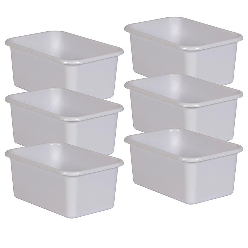 White Small Plastic Storage Bin, Pack of 6. Picture 2