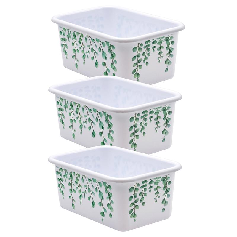 Eucalyptus Small Plastic Storage Bin, Pack of 3. Picture 2