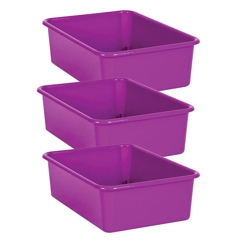Purple Large Plastic Storage Bin, Pack of 3. Picture 2