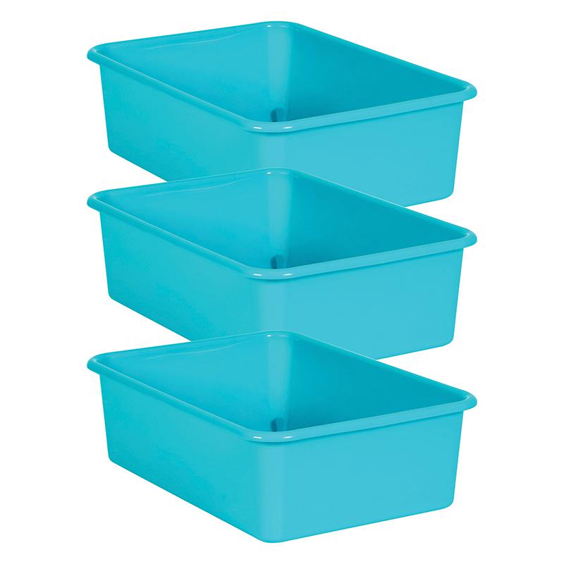Teal Large Plastic Storage Bin, Pack of 3. Picture 2