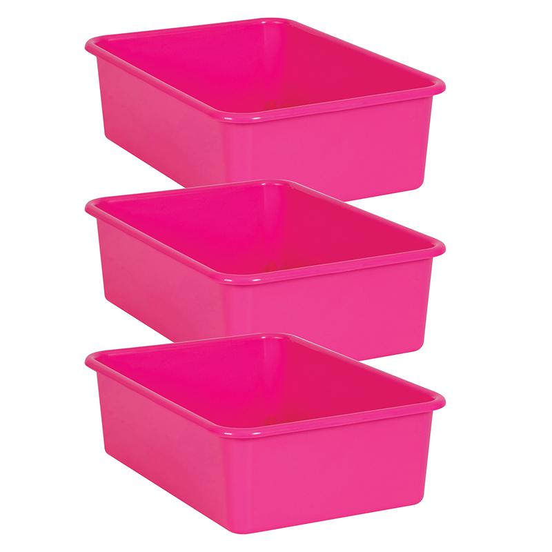 Pink Large Plastic Storage Bin, Pack of 3. Picture 2