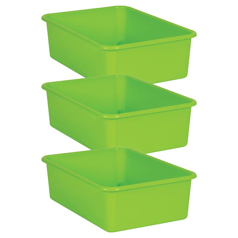 Lime Large Plastic Storage Bin, Pack of 3. Picture 2