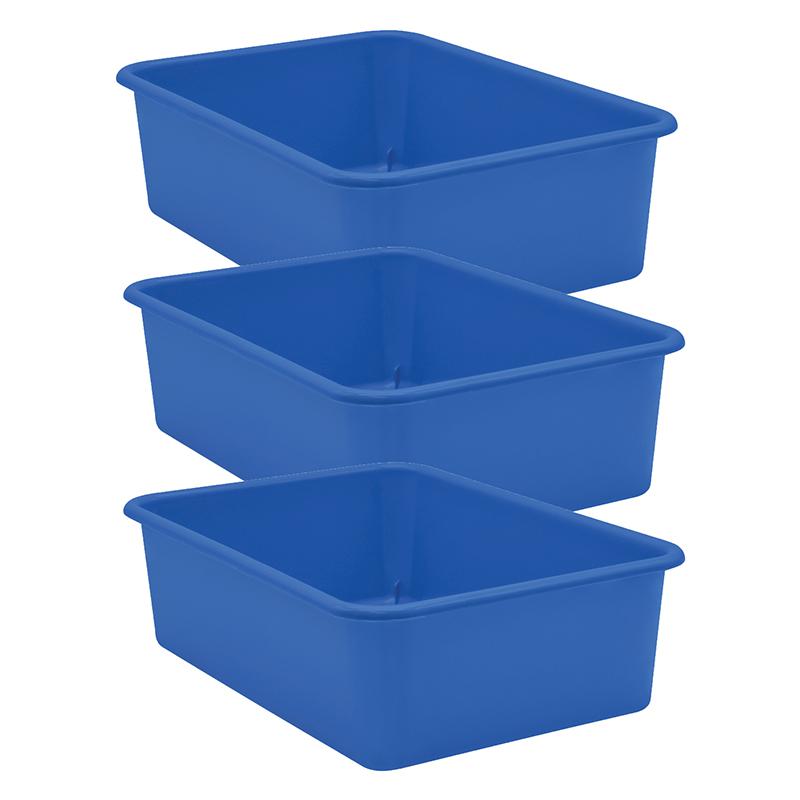 Blue Large Plastic Storage Bin, Pack of 3. Picture 2