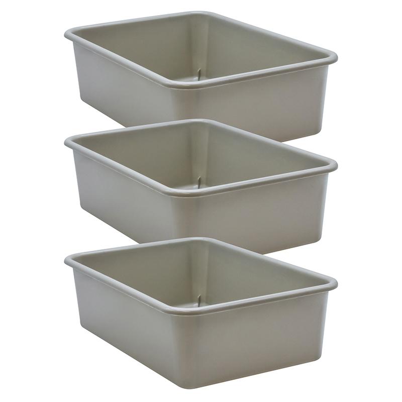 Gray Large Plastic Storage Bin, Pack of 3. Picture 2