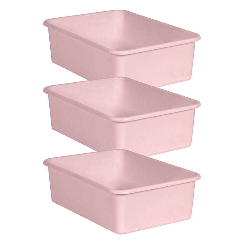Blush Large Plastic Storage Bin, Pack of 3. Picture 2