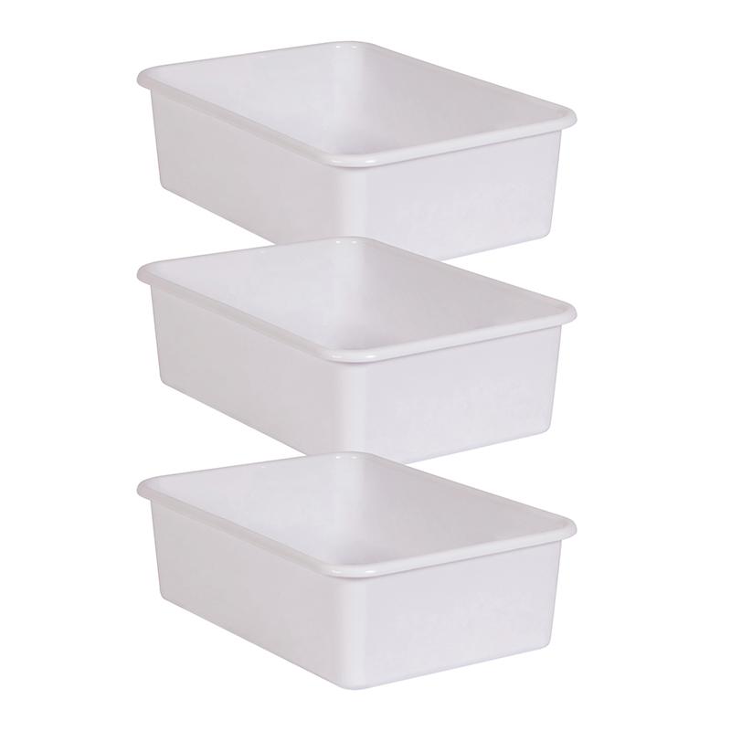 White Large Plastic Storage Bin, Pack of 3. Picture 2