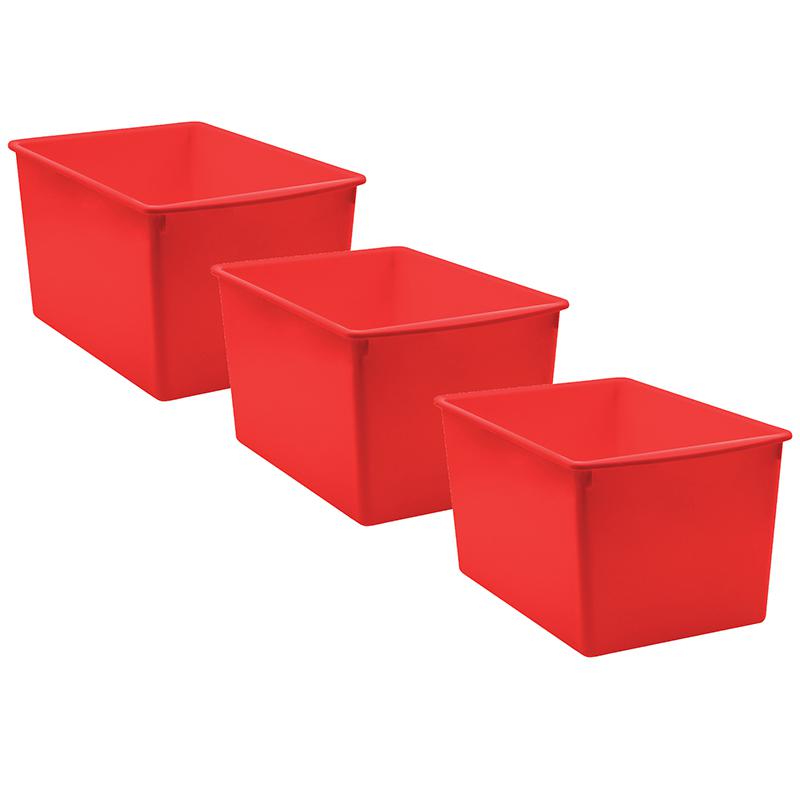 Red Plastic Multi-Purpose Bin, Pack of 3. Picture 2