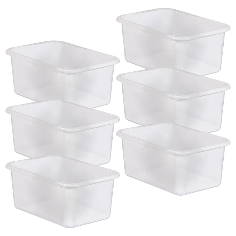 Small Plastic Storage Bin, Clear, Pack of 6. Picture 2