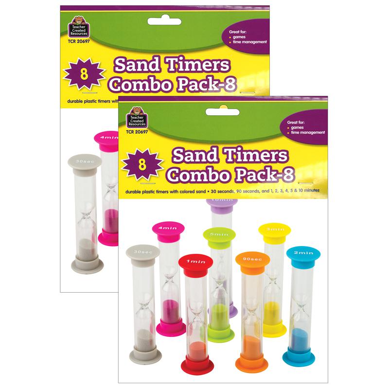 Small Sand Timers Combo, Assorted Colors & Times, 8 Per Pack, 2 Packs. Picture 2
