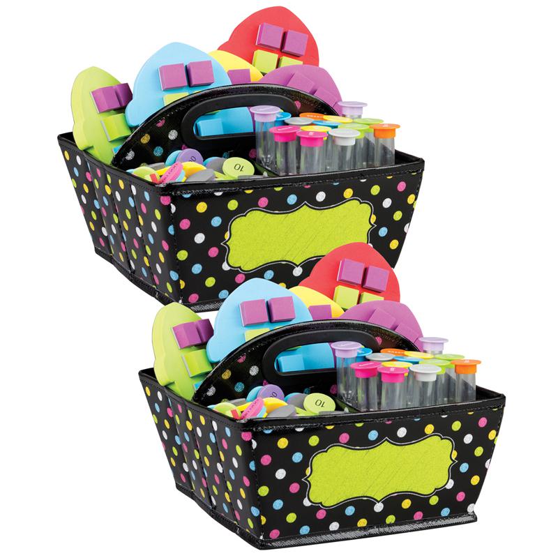 Chalkboard Brights Storage Caddy, 9" x 9" x 6", Pack of 2. Picture 2