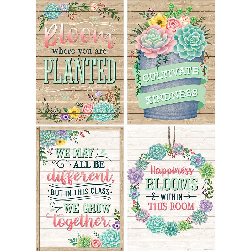 Rustic Bloom Posters, 13-3/8" x 19", Set of 4. Picture 2