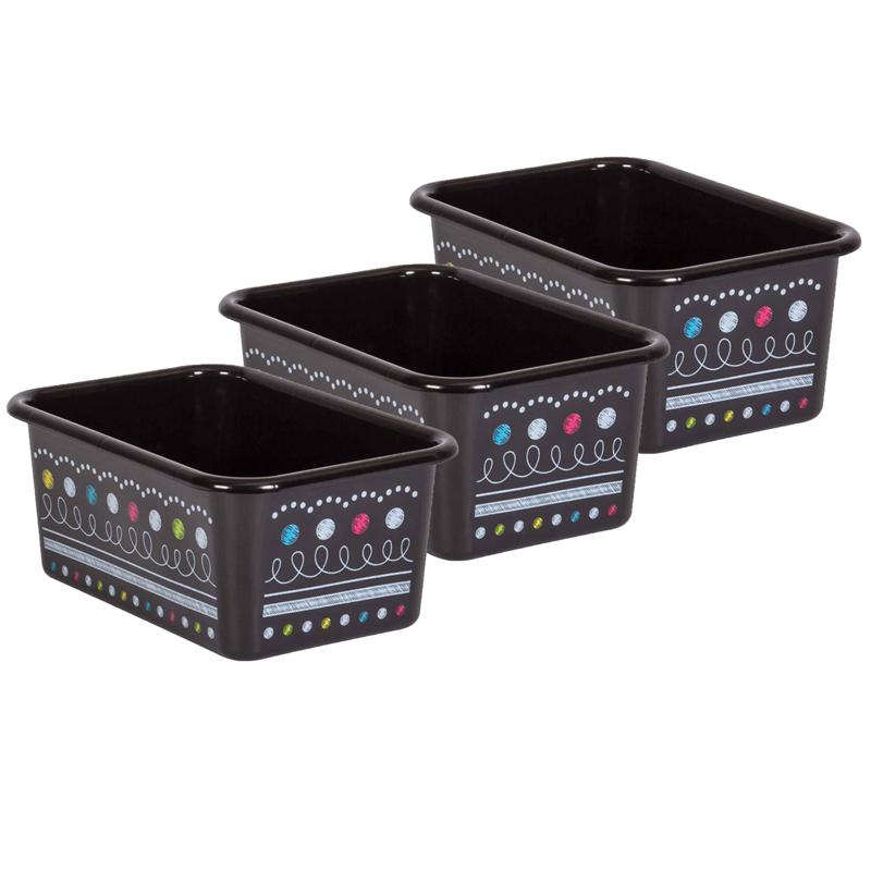 Chalkboard Brights Small Plastic Storage Bin, Pack of 3. Picture 2