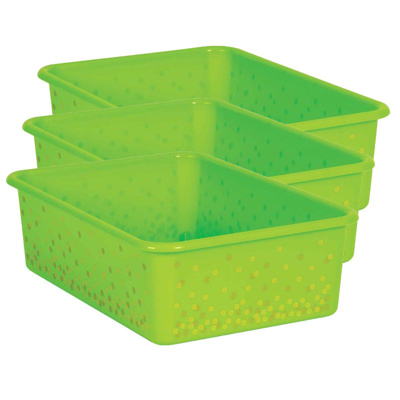 Lime Confetti Large Plastic Storage Bin, Pack of 3. Picture 2