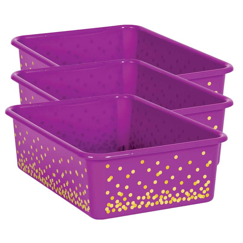 Purple Confetti Large Plastic Storage Bin, Pack of 3. Picture 2