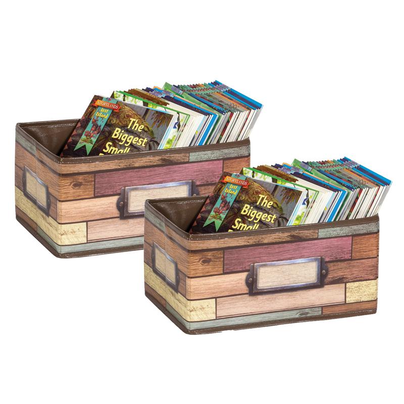 Reclaimed Wood Design Small Storage Bin, Pack of 2. Picture 2