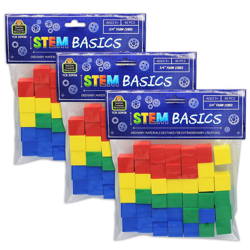 STEM Basics: Multicolor 3/4" Foam Cubes, 40 Per Pack, 3 Packs. Picture 2