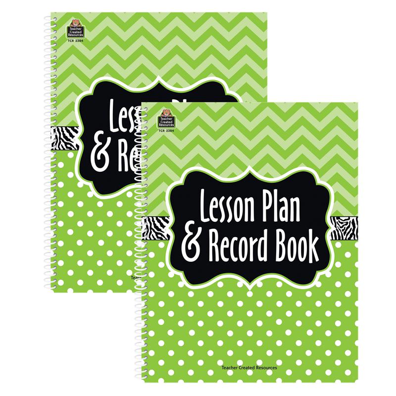 Lime Chevrons and Dots Lesson Plan & Record Book, Pack of 2. Picture 2