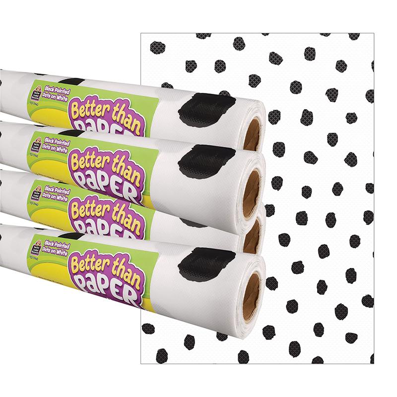 Black Painted Dots on White Better Than Paper Bulletin Board Roll, Pack of 4. Picture 2