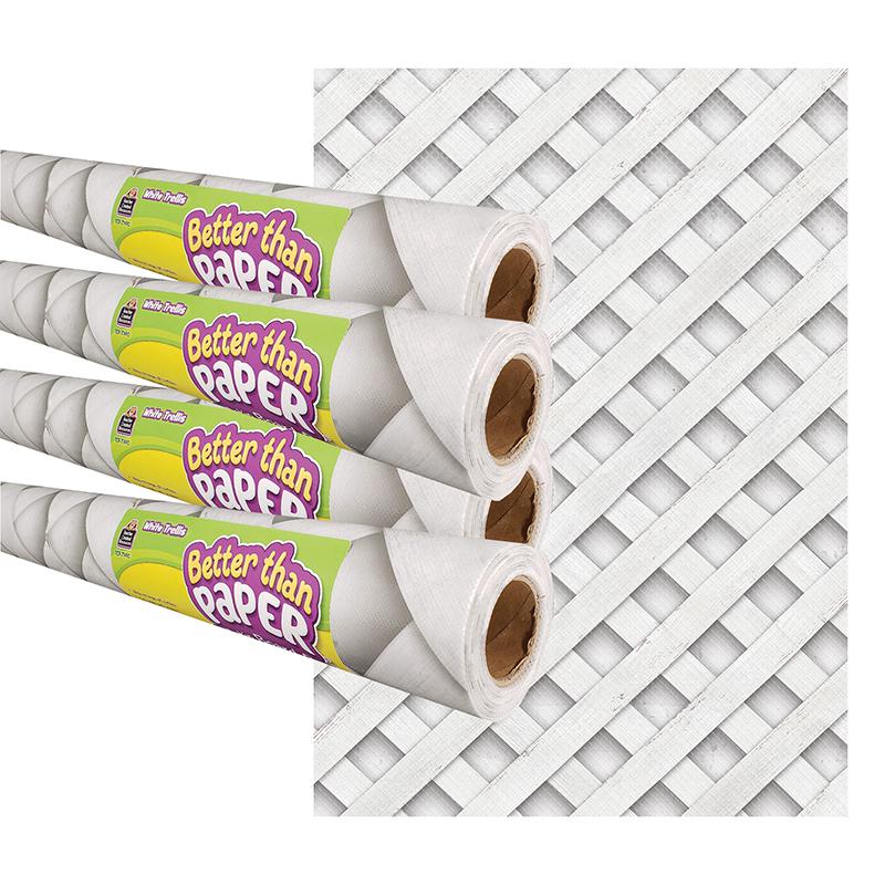 White Trellis Better Than Paper Bulletin Board Roll, 4' x 12', Pack of 4. Picture 2