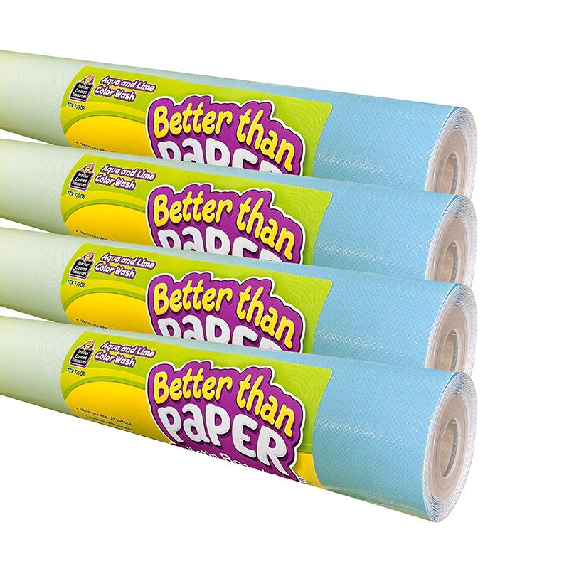 Better Than Paper Bulletin Board Roll, Agua and Lime Color Wash, 4-Pack. Picture 2
