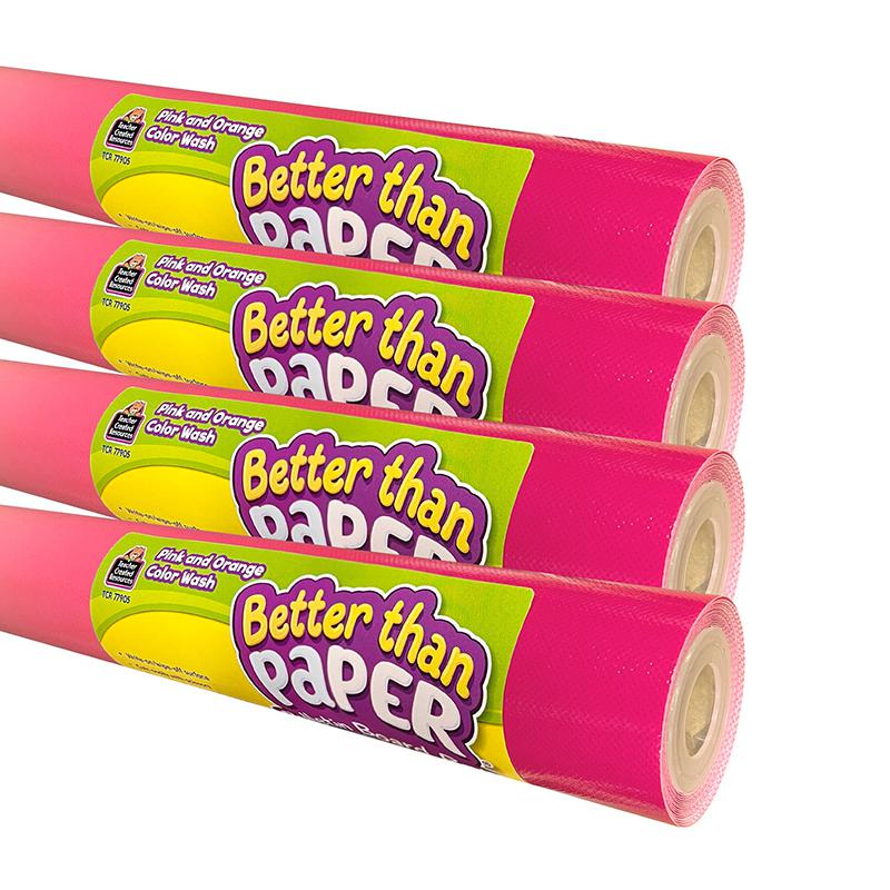 Pink and Orange Color Wash Better Than Paper Bulletin Board Roll 4-Pack. Picture 2