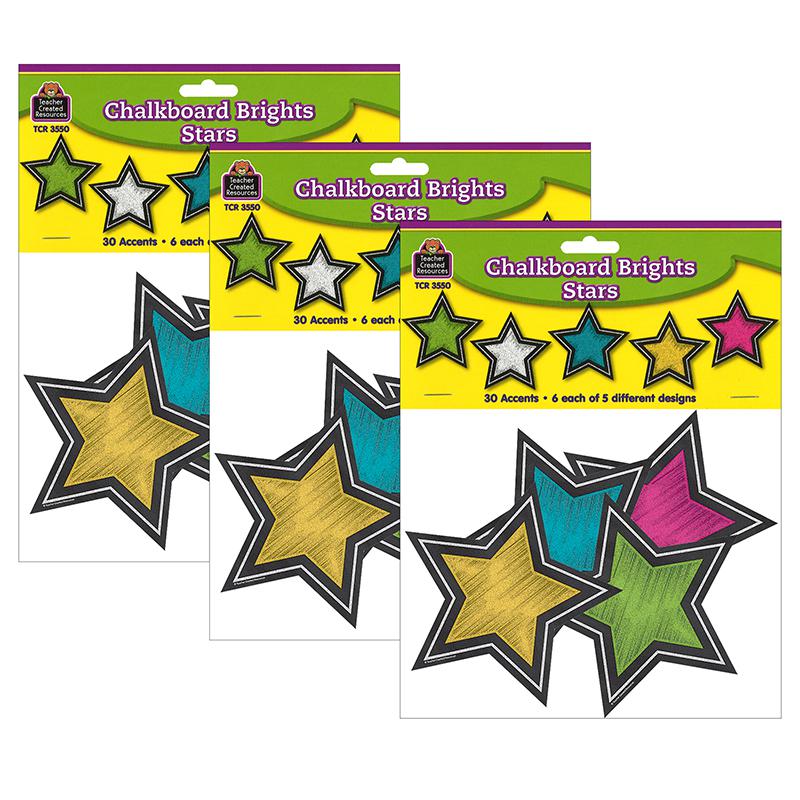 Chalkboard Brights Stars Accents, 30 Per Pack, 3 Packs. Picture 2