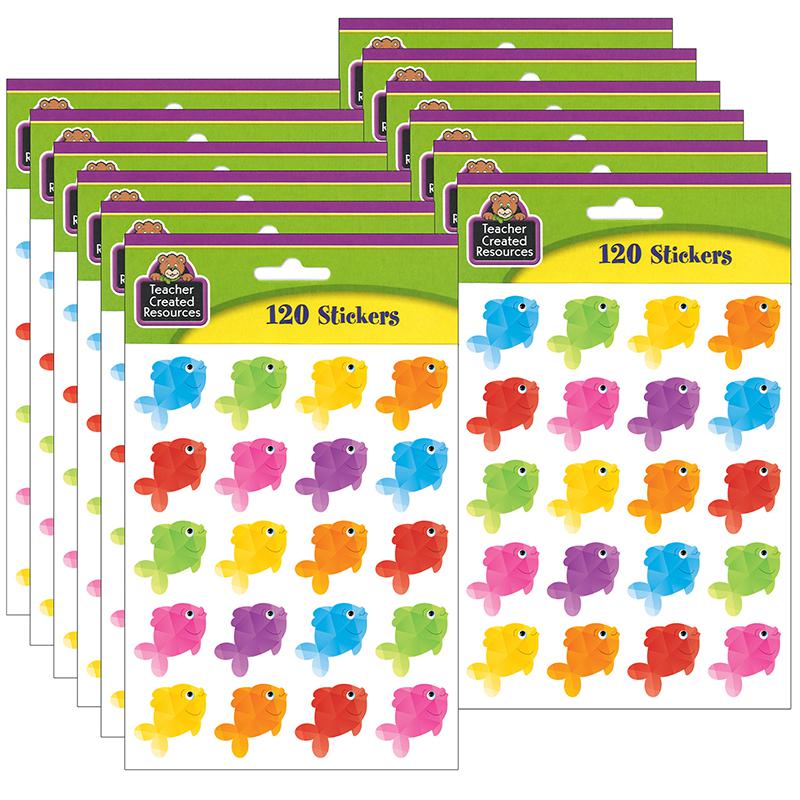 Colorful Fish Stickers, 120 Per Pack, 12 Packs. Picture 2