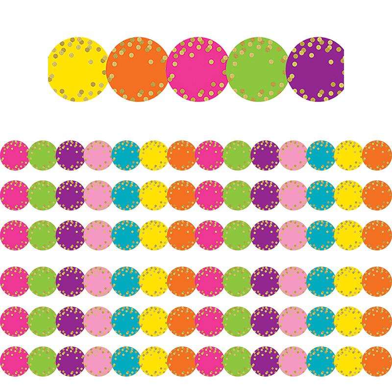 Confetti Circles Die-Cut Border Trim, 35 Feet Per Pack, 6 Packs. Picture 2