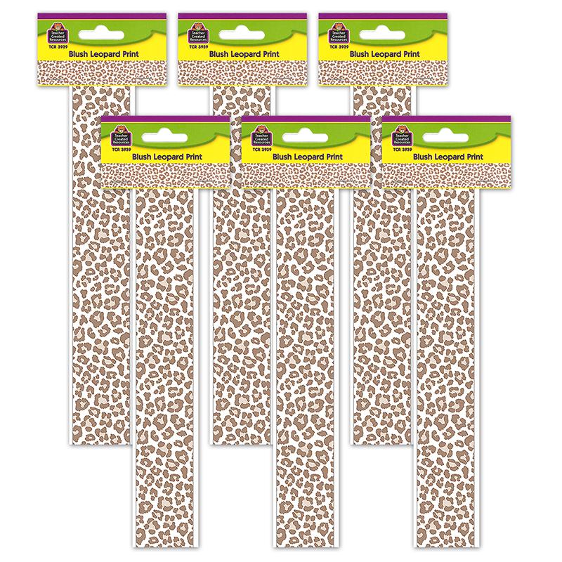 Blush Leopard Print Straight Border Trim, 35 Feet Per Pack, 6 Packs. Picture 2