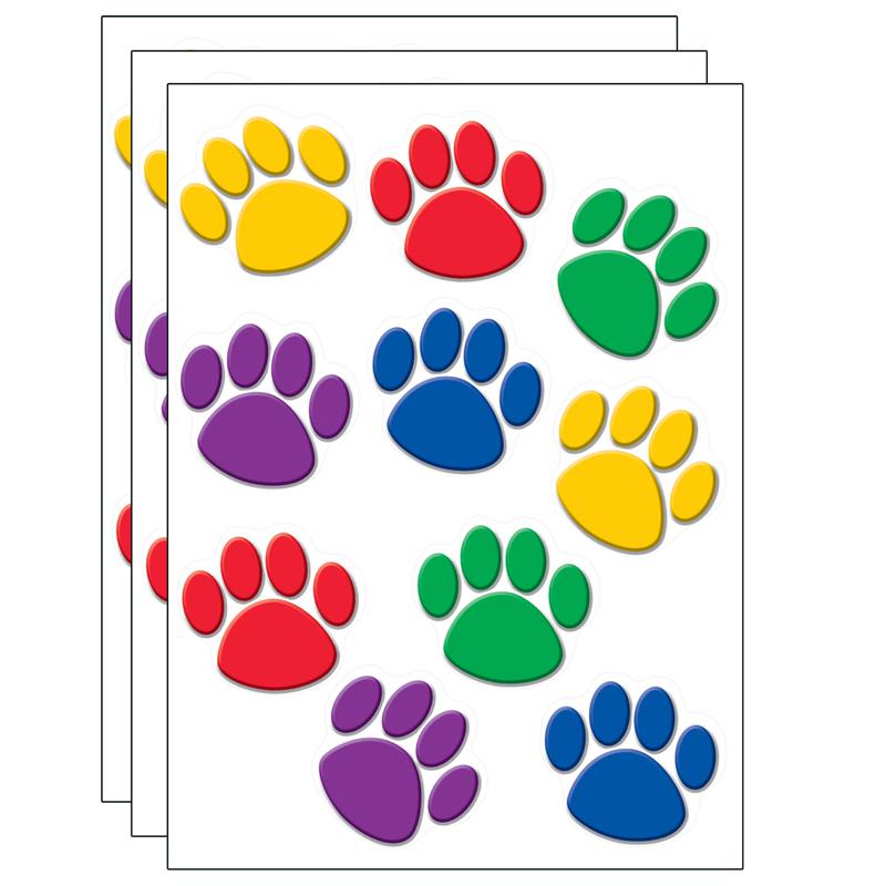 Colorful Paw Print Accents, 30 Per Pack, 3 Packs. Picture 2