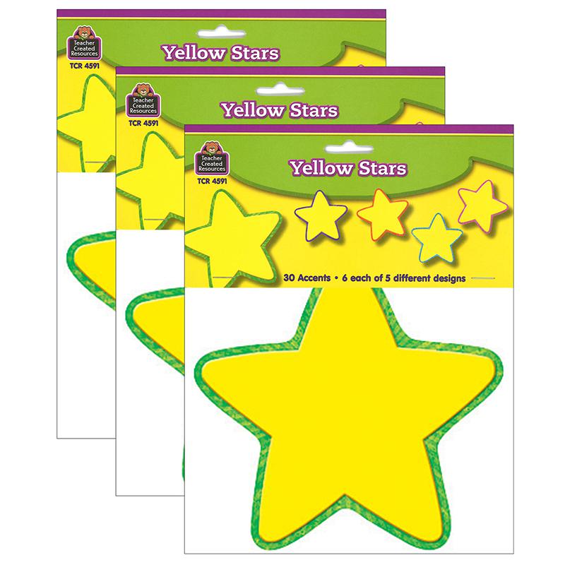Yellow Stars Accents, 30 Per Pack, 3 Packs. Picture 2