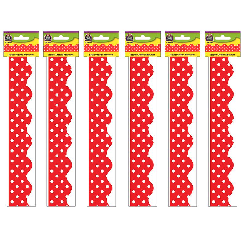 Red Mini Polka Dots Border Trim, 35 Feet Per Pack, 6 Packs. Picture 2