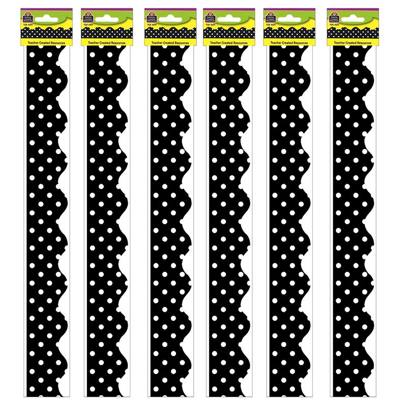 Black Mini Polka Dots Border Trim, 35 Feet Per Pack, 6 Packs. Picture 2
