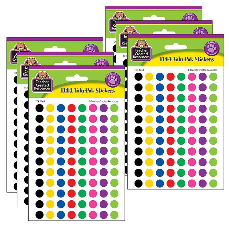 Mini Colorful Circles Valu-Pak Stickers, 1144 Per Pack, 6 Packs. Picture 2