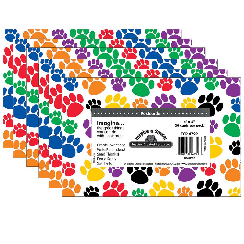 Colorful Paw Prints Postcards, 30 Per Pack, 6 Packs. Picture 2