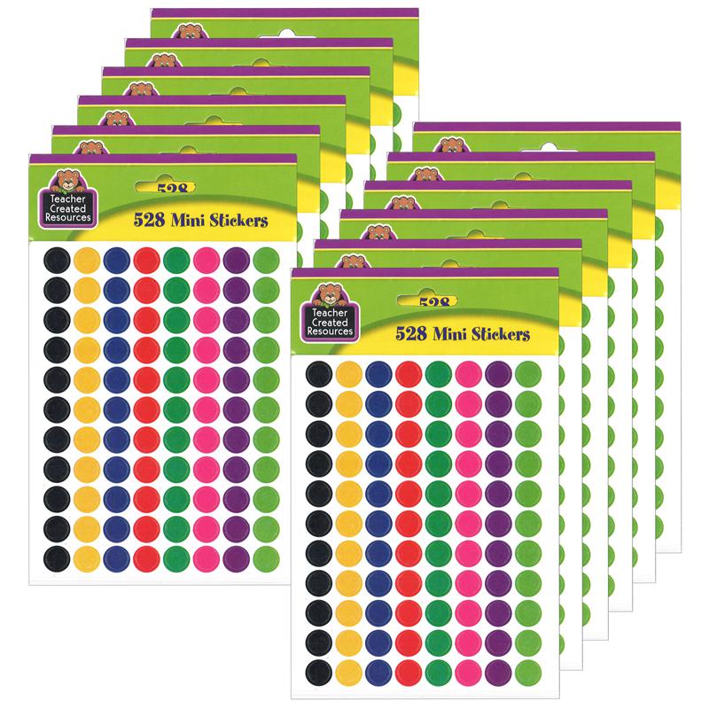 Colorful Circles Mini Stickers, 3/8" Diameter, 528 Per Pack, 12 Packs. Picture 2