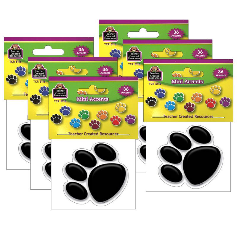 Colorful Paw Prints Mini Accents, 36 Per Pack, 6 Packs. Picture 2