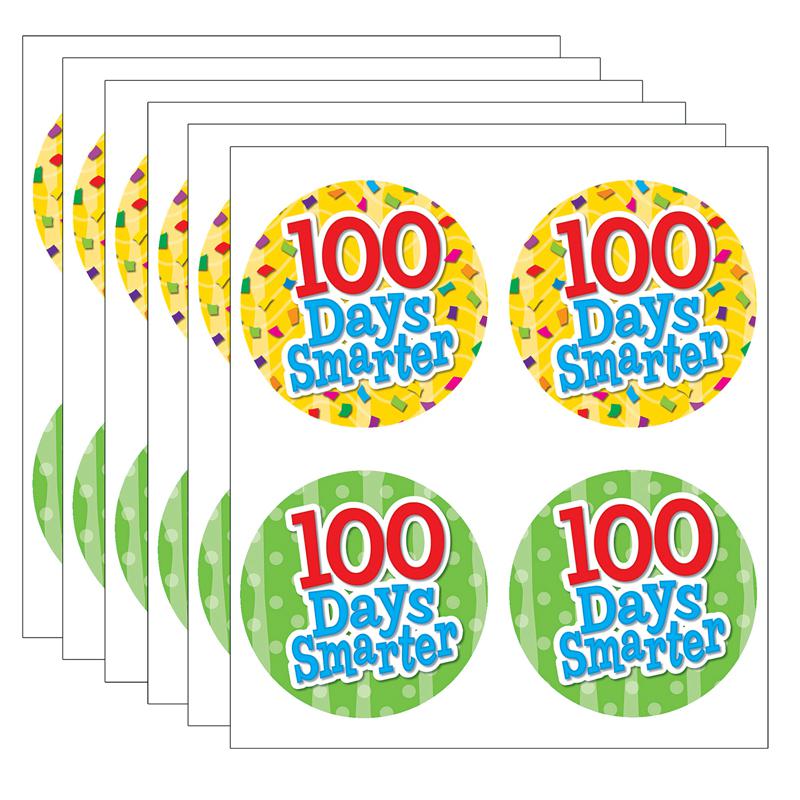 100 Days Smarter Wear 'Em Badges, Self-Adhesive, 32 Per Pack, 6 Packs. Picture 2