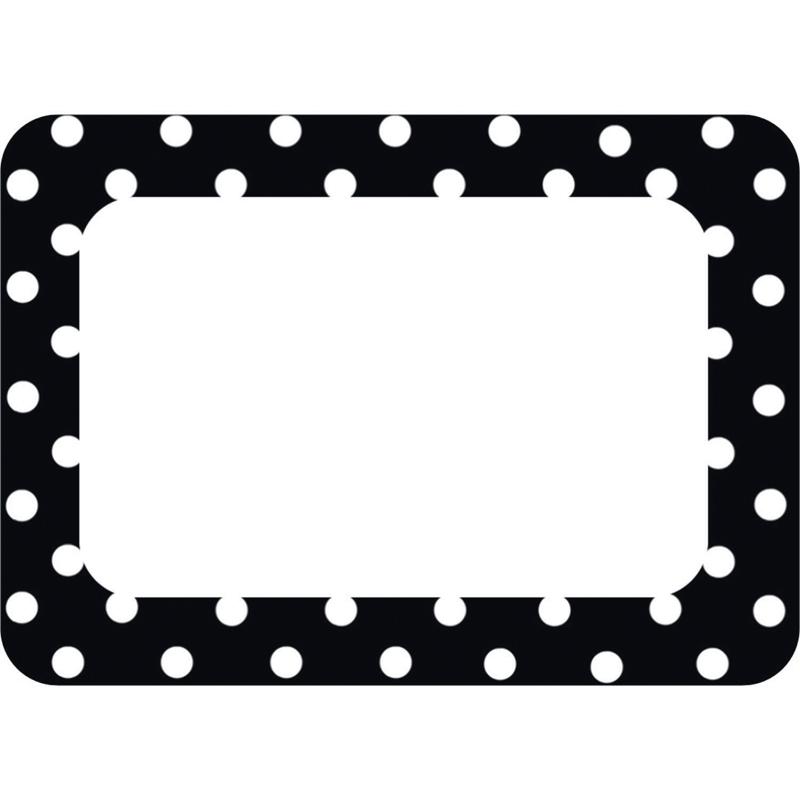 Black Polka Dots 2 Name Tags/Labels, 36 Per Pack, 6 Packs. Picture 2