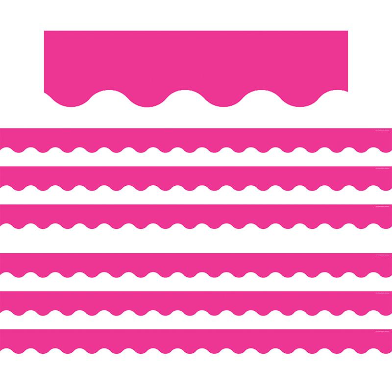 Hot Pink Scalloped Border Trim, 35 Feet Per Pack, 6 Packs. Picture 2