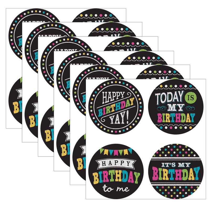 Chalkboard Brights Happy Birthday Wear 'Em Badges, 32 Per Pack, 6 Packs. Picture 2