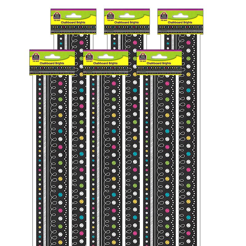 Chalkboard Brights Straight Border Trim, 35 Feet Per Pack, 6 Packs. Picture 2