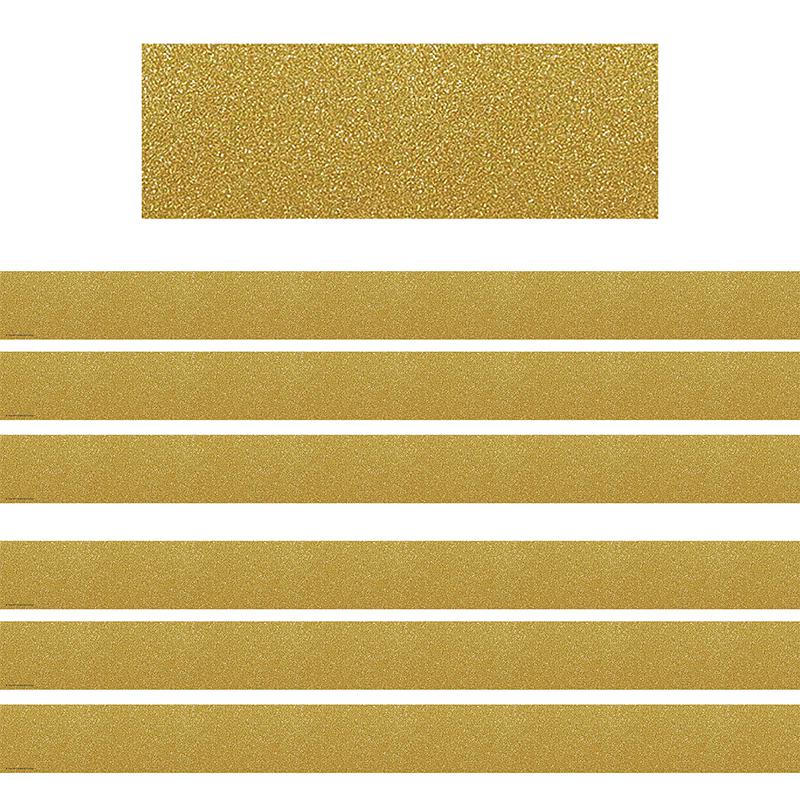 Confetti Gold Straight Border Trim, 35 Feet Per Pack, 6 Packs. Picture 2